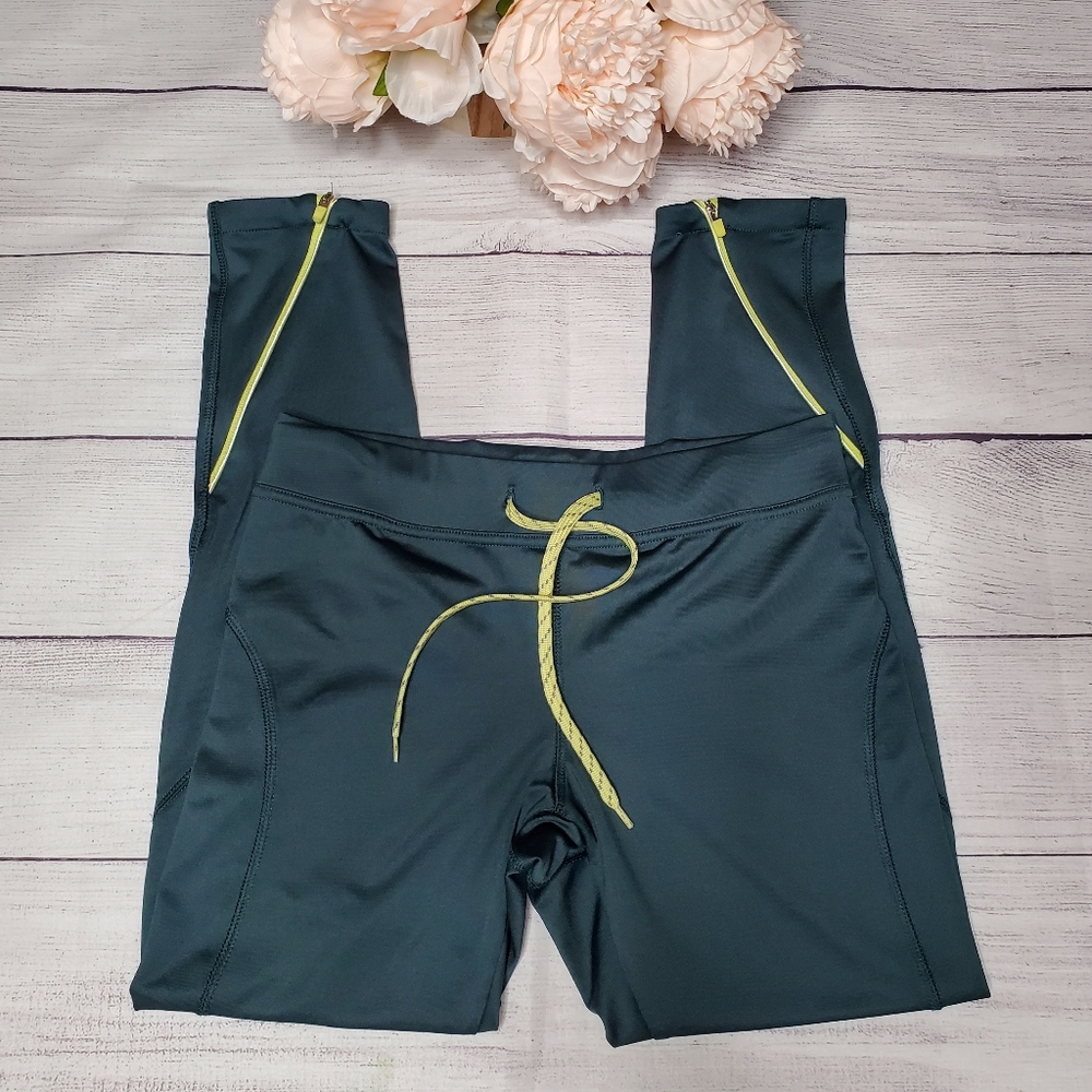 Forever 21 Forest Green Neon Zipper Leggings Size S